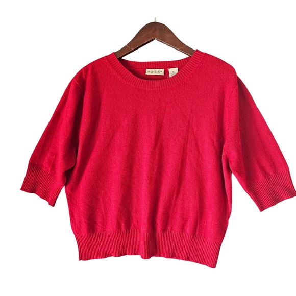 Apostrophe Cashmere Red Sweater XL Womens Half Sleeve Knit Pullover Sweater - Picture 1 of 6